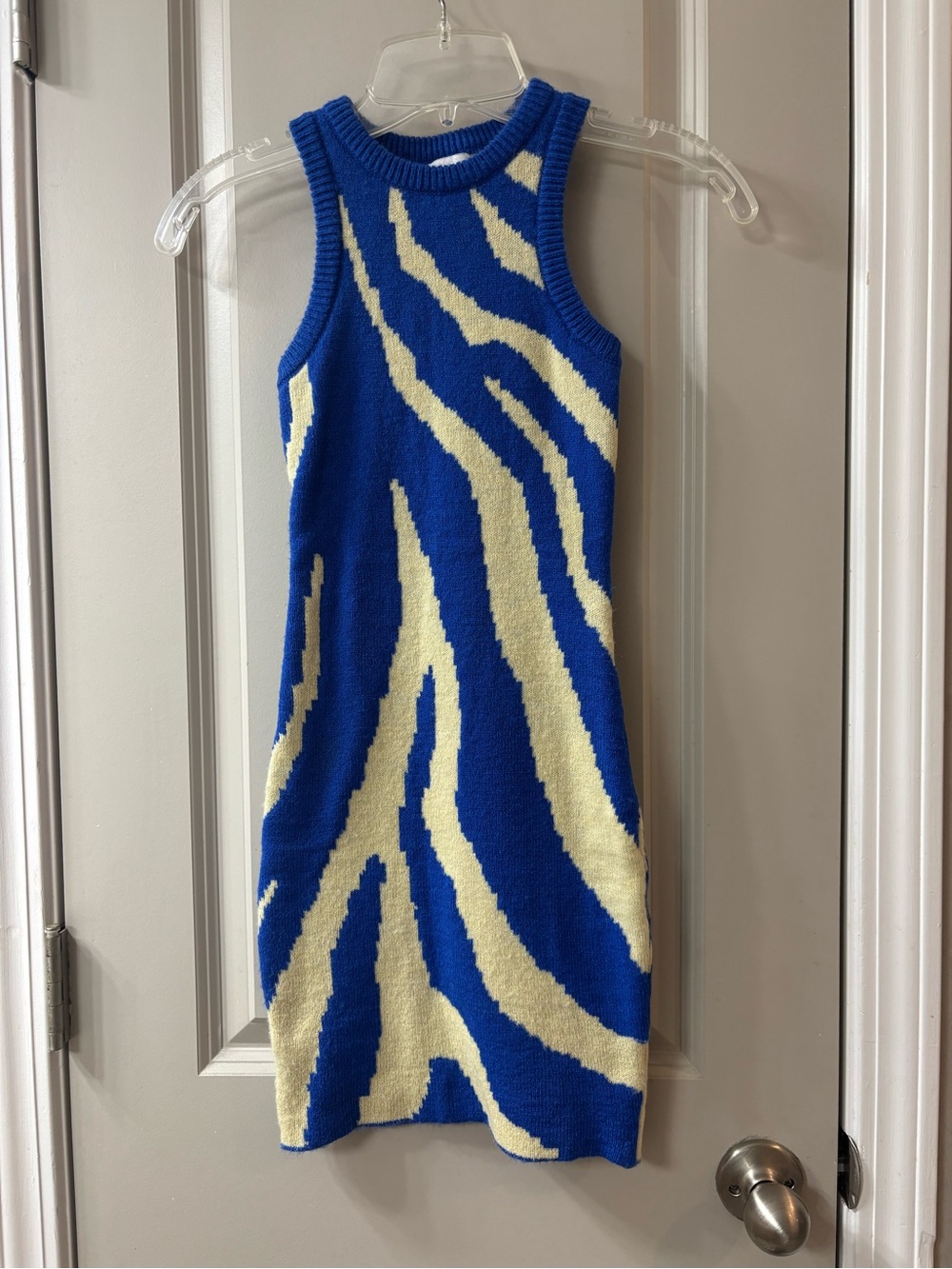 Princess Polly Blue and Cream Zebra Knit Tank